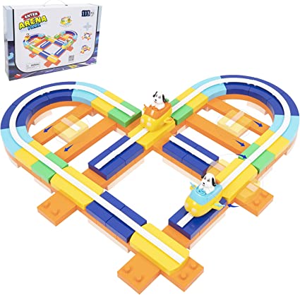 Photo 1 of 113 PCS Building Block Track Car Toys for Boys Girls Aged 3+, Preschool Toddler Toys Educational Puzzles Car Track Train Toys with 2 Doggie Cars, Skill Training STEM Race Track Toy Set Best Gifts
