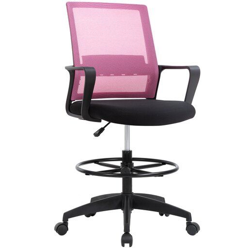 Photo 1 of  used Drafting Chair Tall Office Chair Computer Chair Adjustable Height with Lumbar Support Arms Footrest Mid Back Task Desk Chair Swivel Rolling Mesh Draft
