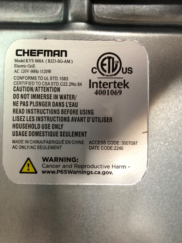 Photo 3 of Chefman Electric Smokeless Indoor Grill w/Non-Stick Cooking Surface & Adjustable Temperature Knob from Warm to Sear for Customized BBQing, Dishwasher Safe Removable Water Tray, Black
