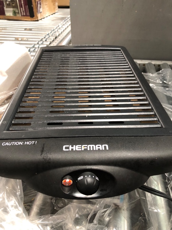 Photo 2 of Chefman Electric Smokeless Indoor Grill w/Non-Stick Cooking Surface & Adjustable Temperature Knob from Warm to Sear for Customized BBQing, Dishwasher Safe Removable Water Tray, Black
