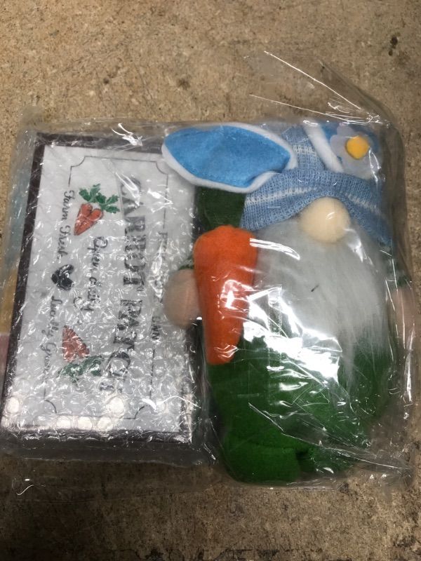 Photo 1 of **NO TRAY**
Easter Decorations - Easter Decor, 3 Cute Wooden Signs & Gnomes Bunny Plush with Carrot