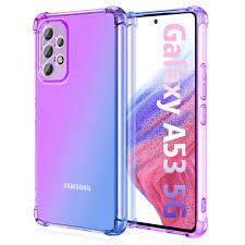 Photo 1 of KISPURE for Samsung Galaxy A53 Case with Camera Cover,Slim Shockproof Phone Case,Thin Soft Silicone TPU 4-Corner Bumper Cover & Iridescent Design Women Cover for Galaxy A53 5G 6.5IN,Purple Blue
