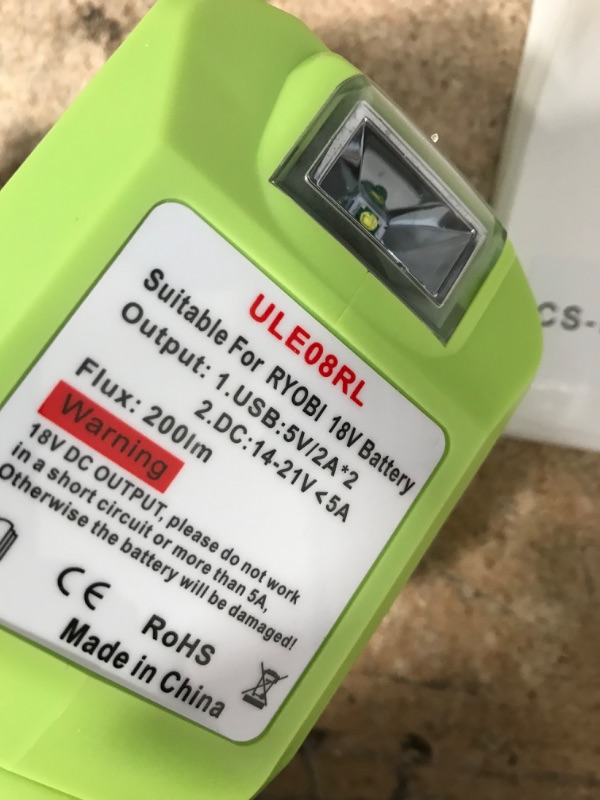 Photo 3 of 2 pack TEPULAS Ryobi Battery Adapter Portable Power Source with LED Work Light & DC Port & Dual USB Ports Charger, Power Supply Compatible with Ryobi 18V One+ P108 P107 Battery Handheld Spotlight and ATB-1800-SY5530 Battery Replacement for RTI T2X RTI T2i