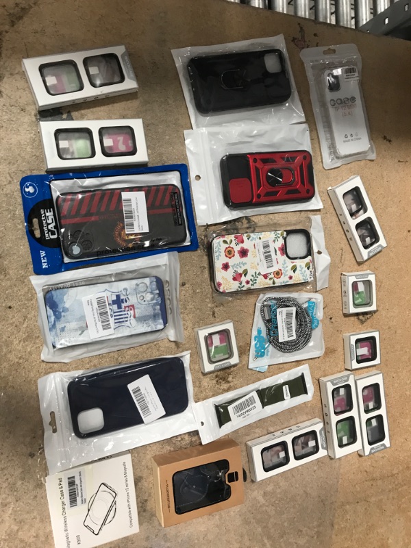 Photo 1 of 20 pack assorted IPhone Case, Watch Band/Case, Airpod Case and Charger Bundle