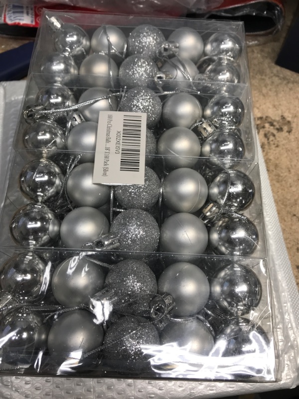 Photo 2 of 160 Pcs Christmas Balls Ornaments for Xmas Tree - Shatterproof Christmas Tree Decorations Small Hanging Ball 1.18" X 160 Pack (Silver)