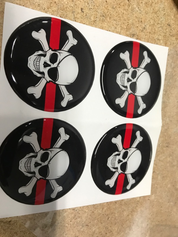 Photo 2 of 4 x 60mm 3D Domed Center Car Wheel Centre Rims Hub Jolly Roger Pirate Skull Crossbones Flag Stickers Decals for Caps Vehicle Auto Tuning Emblem A 9460