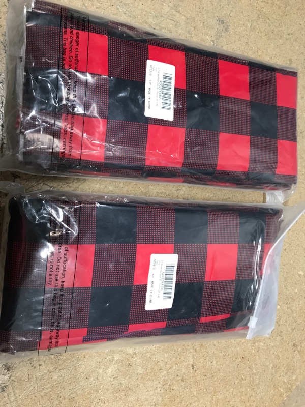 Photo 2 of 3 Pieces Red and Black Buffalo Plaid Plastic Table Covers Rectangle Checkered Holiday Cottage Check Tablecover for Christmas Picnic, 24 x 48 Inch--2 ITEMS 