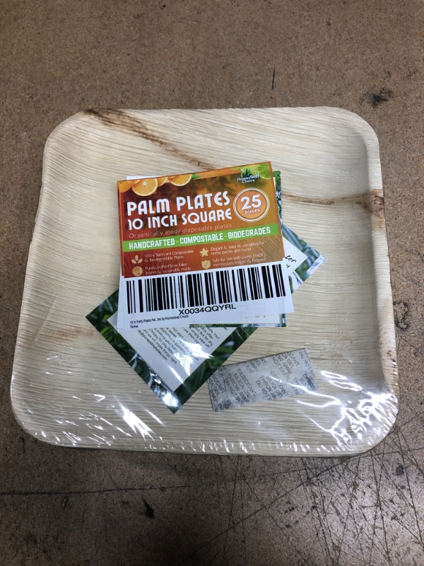 Photo 2 of 10-Inch Square Disposable Palm Leaf Plates 100% Biodegradable & Compostable Plates, Rustic Better than Wood, Plastic & Paper Plates, 25Pc Party Pack, Apetizers, Desserts, The New Bamboo Plates by HCH