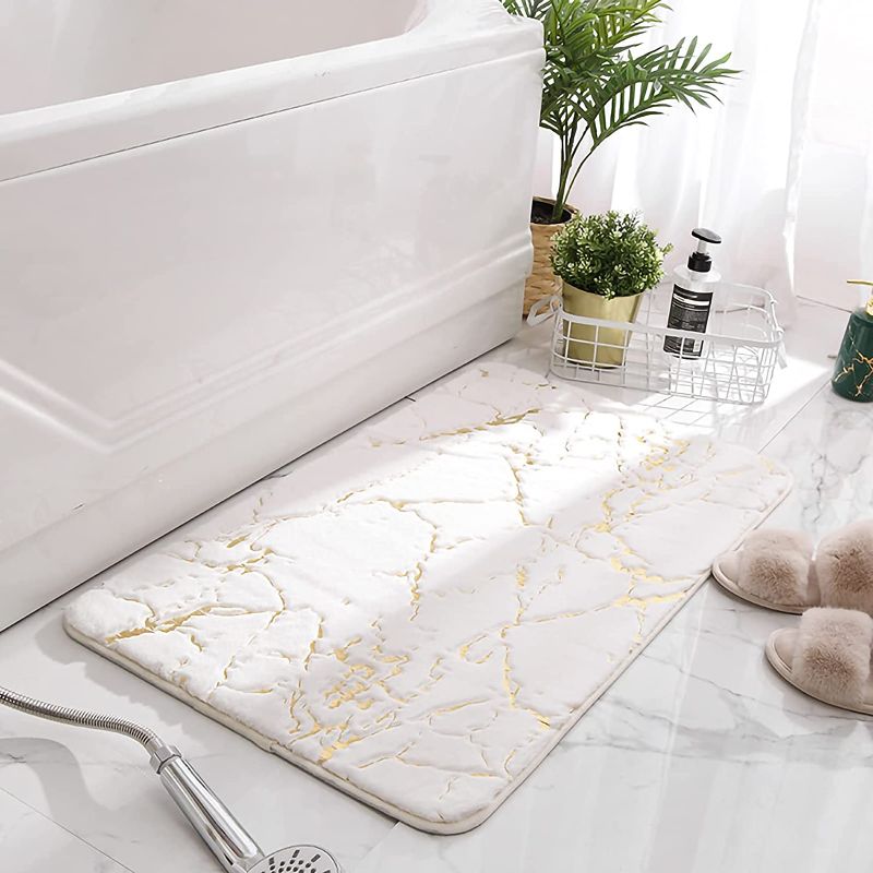 Photo 1 of 2 PACK OF Eanpet Marble Bathroom Rugs Nonslip White Bathroom Mats Ultra Soft Washable Bath Mats for Bathroom Floor Mats Carpet Water Absorbent Shower Rug Decoration for Kitchen Bedroom Living Room,16" x 24"
