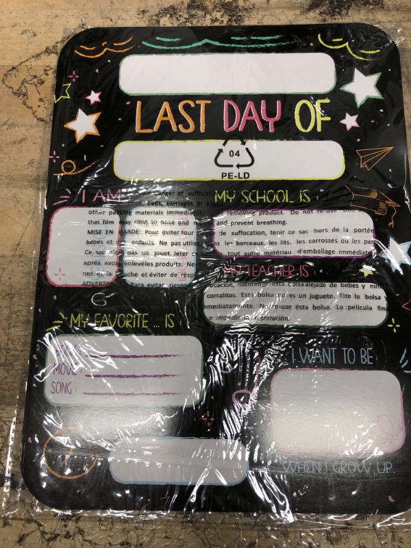 Photo 2 of Beautiful First and Last Day of School Board Signs Set of 12 - Reversible 12" x 9" Back to School Cards for Lasting Memories - Perfect Photo Prop Chalkboard Prints for Kindergarten or School modern