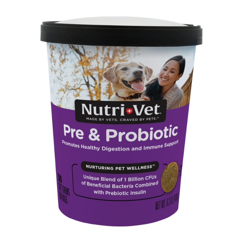 Photo 1 of *EXPIRES 5/23*Nutri-Vet Pre and Probiotic Soft Chews for Dogs | Digestive Health Support Dog Probiotics | Tasty Alternative to Dog Probiotic Powder | 120 Soft Chews | Liver, Cheese