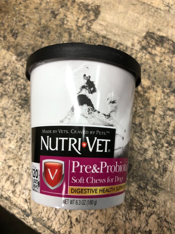 Photo 2 of *EXPIRES 5/23*Nutri-Vet Pre and Probiotic Soft Chews for Dogs | Digestive Health Support Dog Probiotics | Tasty Alternative to Dog Probiotic Powder | 120 Soft Chews | Liver, Cheese