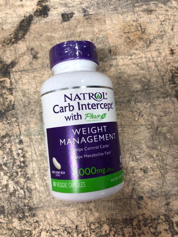 Photo 2 of *EXPIRES 1/25*Natrol Carb Intercept with Phase 2 Carb Controller Capsules, White Kidney Bean Extract, Helps Control Carbs, Helps Metabolize Fats, Clinically Tested, Promotes Healthy Body Weight, 1,000mg, 60 Count 60 Count (Pack of 1)