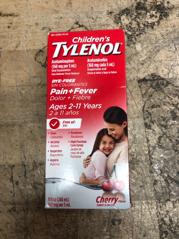 Photo 2 of Tylenol Children's Pain + Fever Medicine with Acetaminophen, Dye-Free, Cherry, 8 Fl. Oz