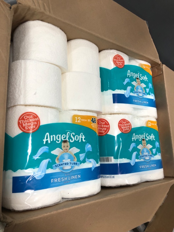 Photo 2 of Angel Soft® Toilet Paper with Fresh Linen Scent, 48 Mega Rolls = 192 Regular Rolls, 2-Ply Bath Tissue