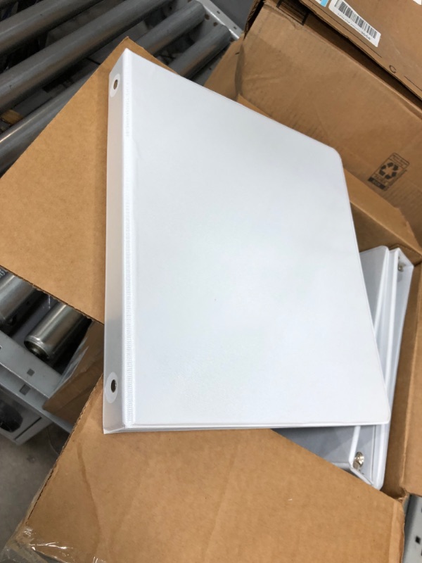 Photo 1 of Cardinal Economy 3-Ring Binders, 1", Round Rings, Holds 225 Sheets, ClearVue Presentation View, Non-Stick, White, Carton of 12 (90621) White 1 Inch Binders