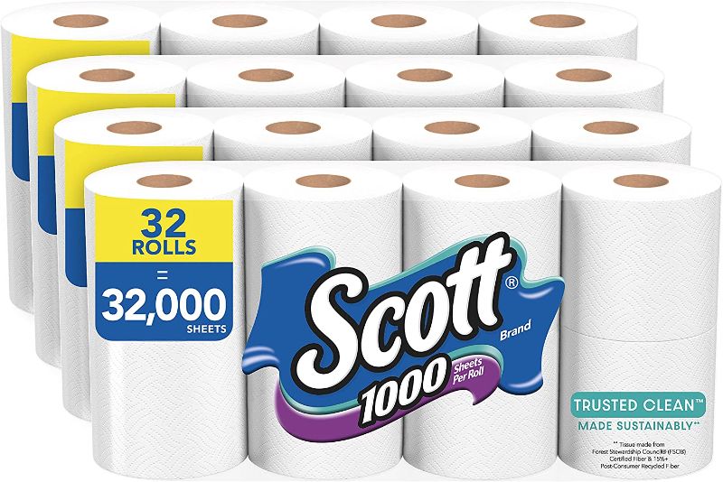 Photo 1 of **ONLY 29 ROLLS** Scott Trusted Clean Toilet Paper, 32 Regular Rolls, Septic-Safe Toilet Tissue, 1-Ply Rolls
