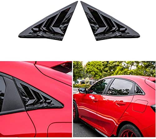 Photo 1 of  Honda Civic Hatchback Rear Window Louver Shutter Cover Trim 2PCS Auto Car Side Window Louvers Air Vent Scoop Shades Cover Accessories Decoration