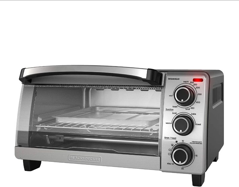 Photo 4 of Black & Decker™ 4-Slice Toaster Oven fits 9" Pizza, Grey
