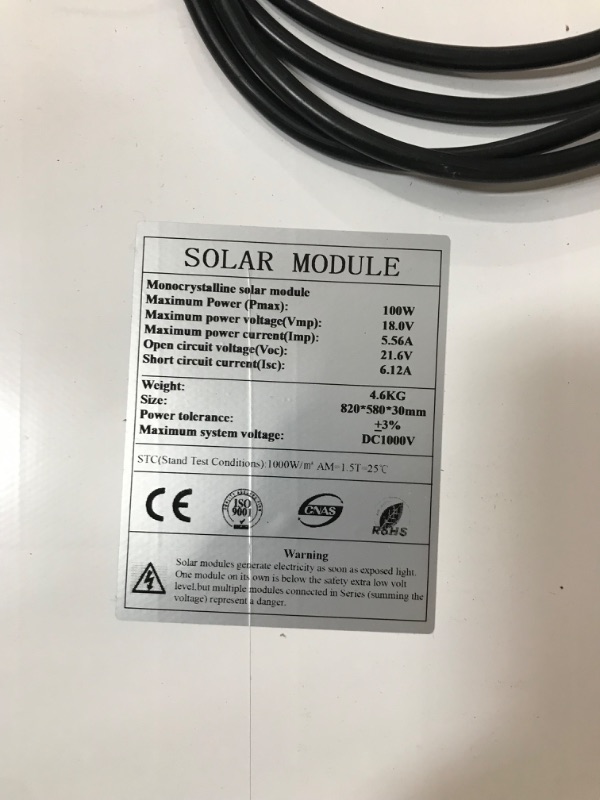 Photo 2 of [Upgraded] 10BB Solar Panels 100 Watts Monocrystalline Solar Panel High-Efficiency Module PV Power Charger 12V Solar Panels for Homes Camping RV Battery Boat Caravan and Other Off-Grid Applications 100Watt