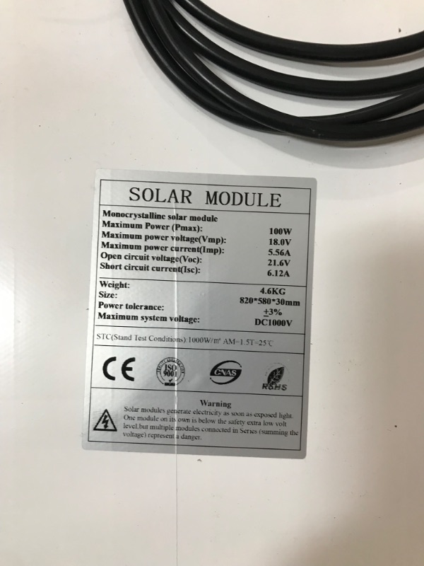 Photo 7 of [Upgraded] 10BB Solar Panels 100 Watts Monocrystalline Solar Panel High-Efficiency Module PV Power Charger 12V Solar Panels for Homes Camping RV Battery Boat Caravan and Other Off-Grid Applications 100Watt