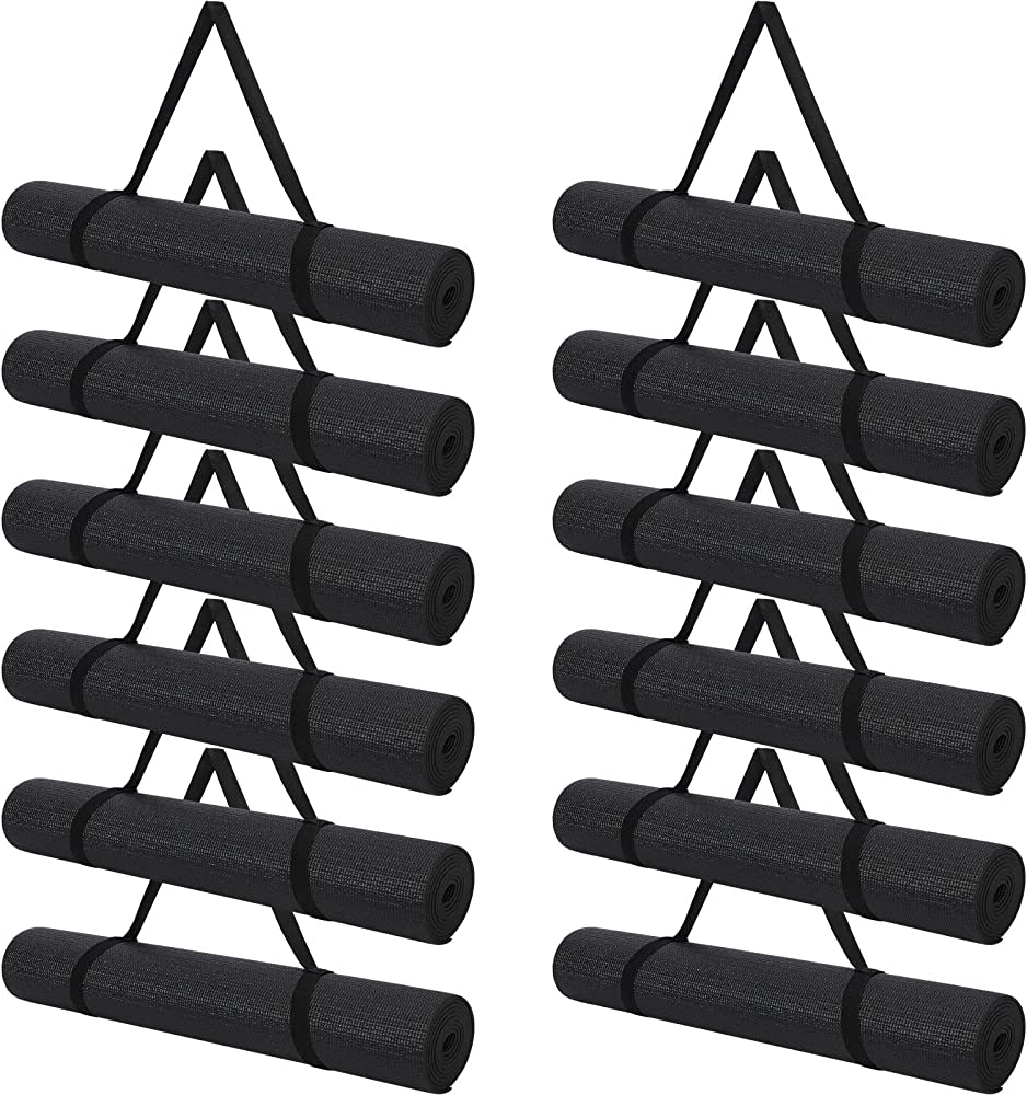 Photo 1 of 12 Pcs Bulk Yoga Mats with 12 Pcs Carrying Straps, 68 x 24 x 0.16 Inch Exercise Yoga Mat with Strap, Non Slip Fitness Mat for Yoga, Workout, Stretching