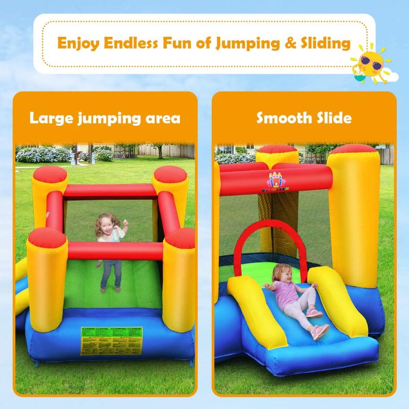 Photo 4 of  Inflatable Bounce House, Bouncy House for Kids Indoor Outdoor Party Fun with Heavy Duty Jumping Area, Slide, Portable Backyard Castle Bouncer for Toddlers Birthday Party Gifts
