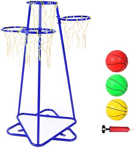 Photo 1 of Anditt Kids Basketball Hoop Portable Basketball Stand with 4 Hoops at Varying Heights and 3 Balls Toy Set for Age 3 Years and Up for Toddlers Indoor and Outdoor Sport Games (Blue)
