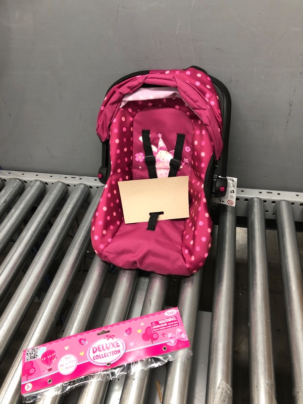 Photo 2 of Bayer Design Baby Doll Deluxe Car Seat with Canopy- Polka dots , Pink