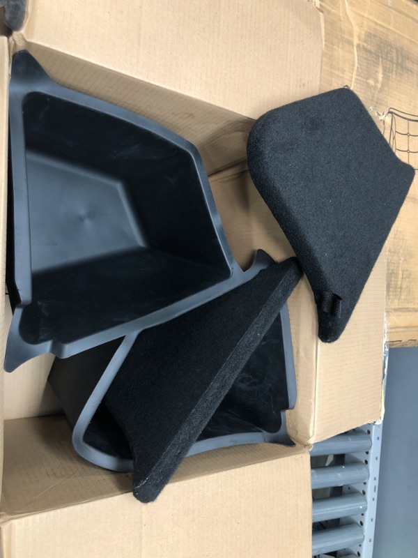 Photo 1 of Octomo Rear Trunk Organizer for Tesla Model Y - 2PC Trunk Storage Box with Lids for Model Y (Not Fit 2023 / Delivered After July 2022), Side Packets Rubber Bins for Tesla Y Accessories 2022 2021 2020
