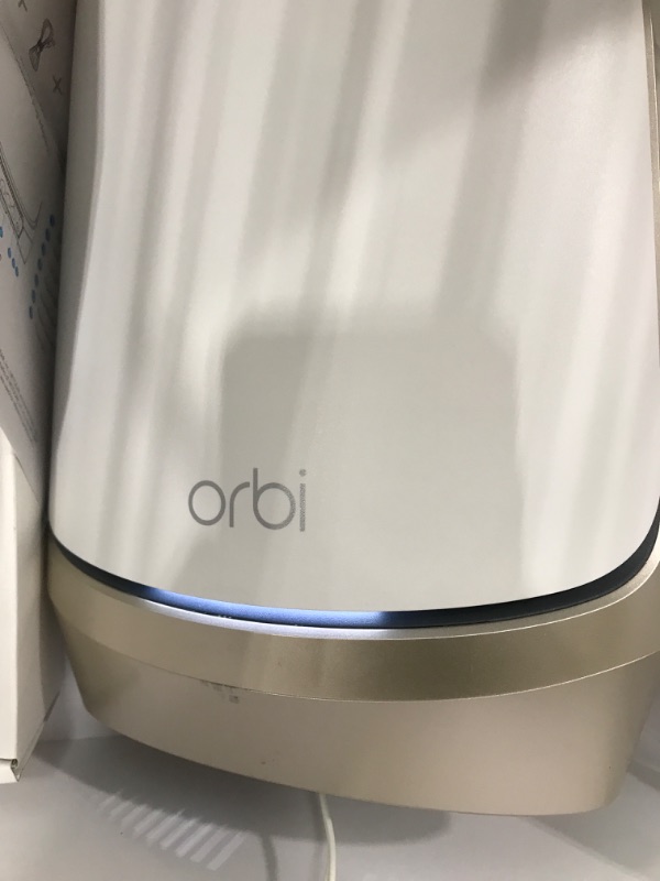 Photo 6 of **SEE NOTES**
NETGEAR Orbi Quad-Band WiFi 6E Mesh System (RBKE963), Router with 2 Satellite Extenders, Coverage up to 9,000 sq. ft, 200 Devices, 10 Gig Internet Port, AXE11000 802.11 Axe (Up to 10.8Gbps) WiFi 6E | 