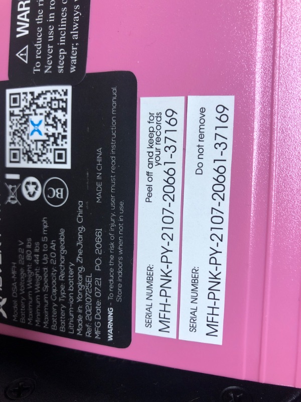 Photo 3 of *Unable able to test/Missing Charging Cord* Hover-1 My First Hoverboard Kids Hoverboard w/ LED Headlights, 5 MPH Max Speed, 80 lbs Max Weight, 3 Miles Max Distance - Pink