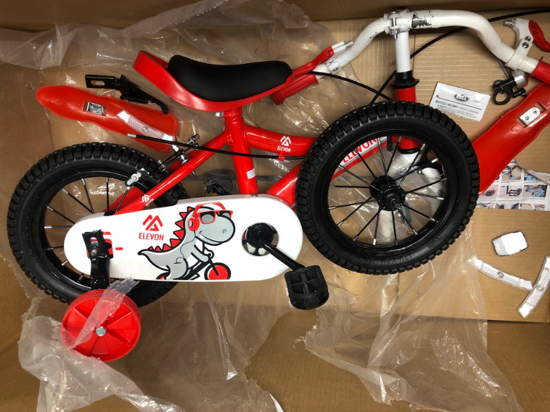 Photo 2 of *Loose Hardware Possibly Missing* Elevon Dinos Kids Bike Kids Bicycle with Removable Training Wheels and Basket 12 Inch 14 Inch 16 Inch for Boys Girls Ages 2-9 Years Old
