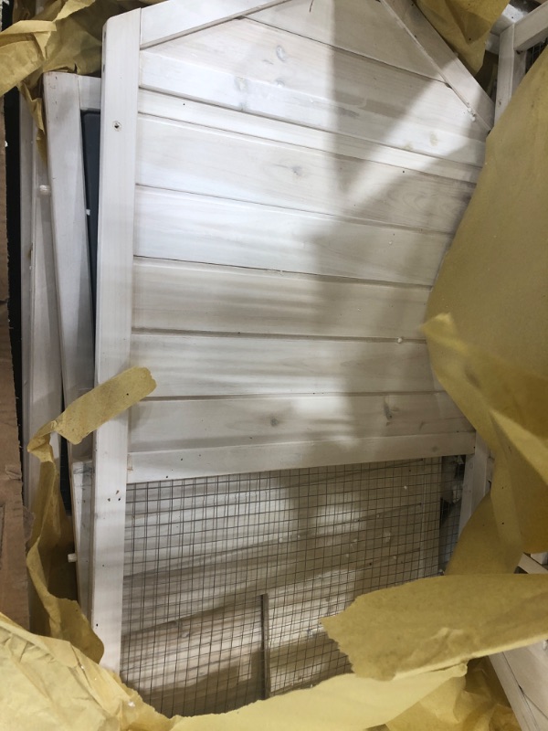 Photo 3 of **USED/MINOR WEAR**   48''L Chicken Coop Rabbit Hutch Indoor Outdoor Bunny Cage Rabbit Hutch Wood House Pet Cage for Small Animals (Grey/White)