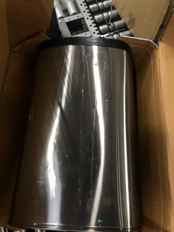 Photo 2 of NINESTARS DZT-50-9 Automatic Touchless Infrared Motion Sensor Trash Can, 13 Gal 50L, Stainless Steel Base (Oval, Silver/Black Lid)