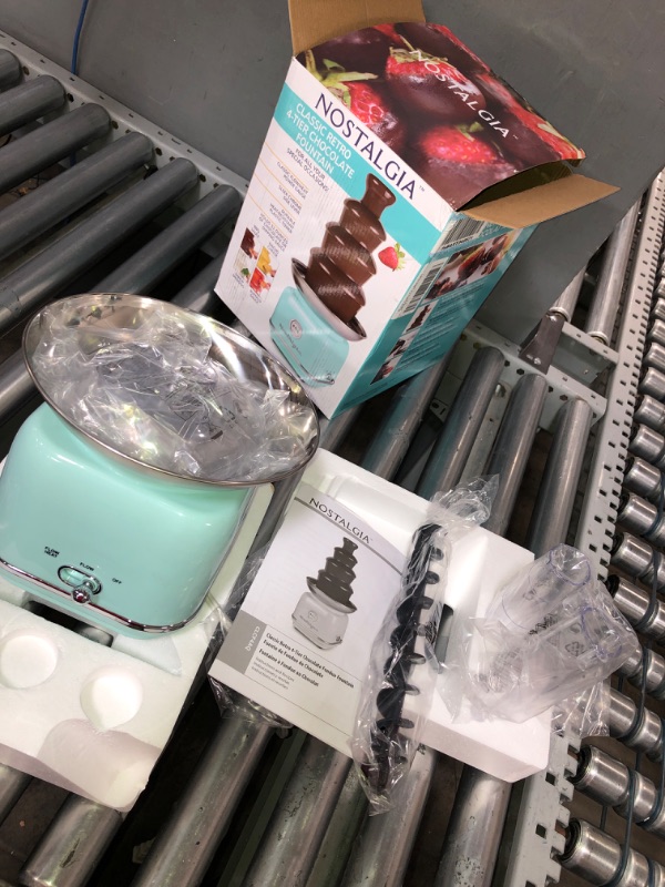 Photo 1 of Nostalgia Classic Electric Chocolate Fondue Fountain, 32-Ounce, 4 Tier Set, Fountain Machine for Cheese, Melting Chocolate, Liqueurs, Aqua