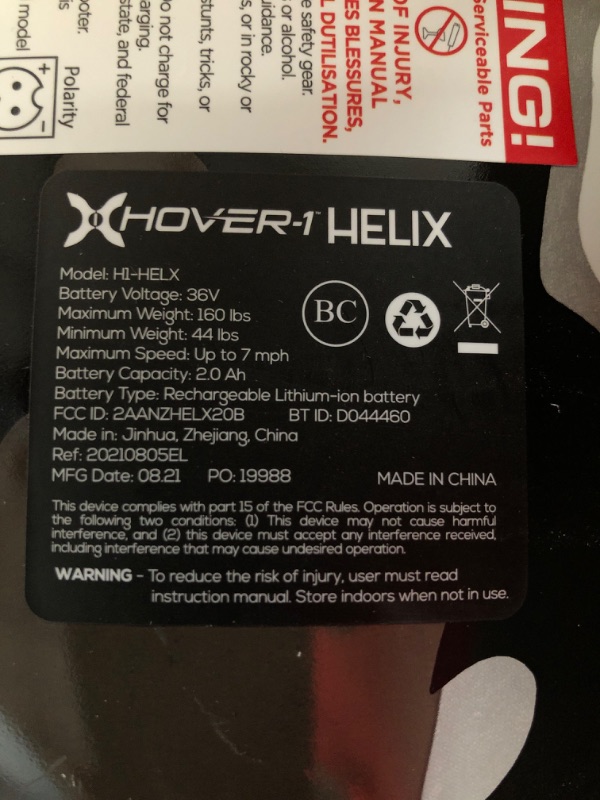 Photo 5 of **** DOES NOT TURN ON EVEN WHEN CHARGED*** Hover-1 Helix Electric Hoverboard | 7MPH Top Speed, 4 Mile Range, 6HR Full-Charge, Built-in Bluetooth Speaker, Rider Modes: Beginner to Expert Hoverboard Camo