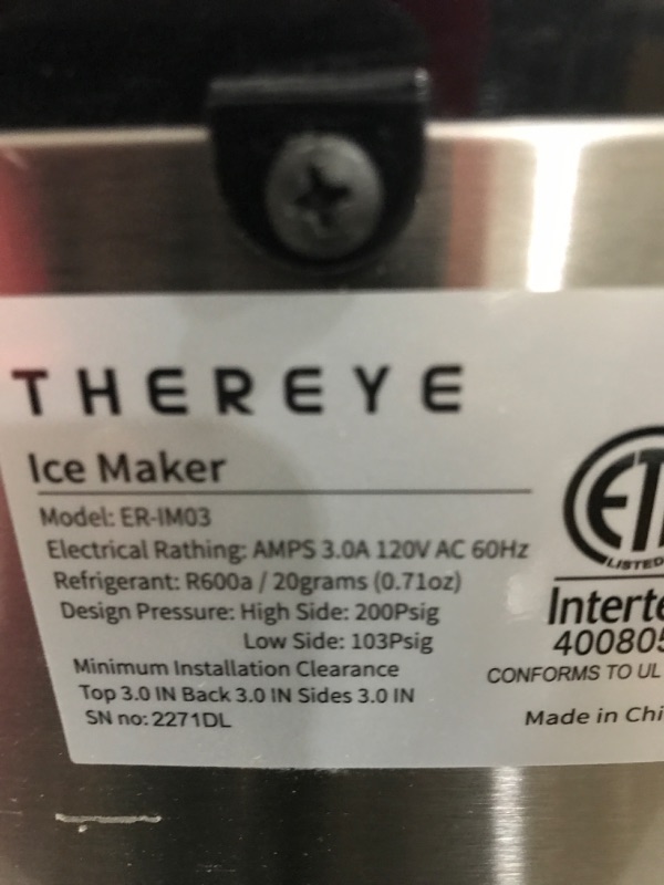 Photo 4 of *FOR PARTS* *NON FUNCTIONAL* Thereye Countertop Nugget Ice Maker, Pebble Ice Maker Machine, 30lbs Per Day, 2 Ways Water Refill, 3Qt Water Reservoir 