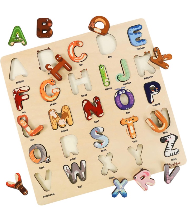 Photo 1 of 3 otters Kids Wooden Puzzles, Alphabet Toys for Toddlers 1-3, Wooden Jigsaw Puzzles