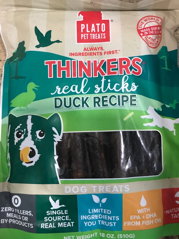 Photo 2 of (BEST BY: 05/14/23) PLATO Thinkers Duck 18oz, Natural (850002221572) Duck 1.13 Pound (Pack of 1)