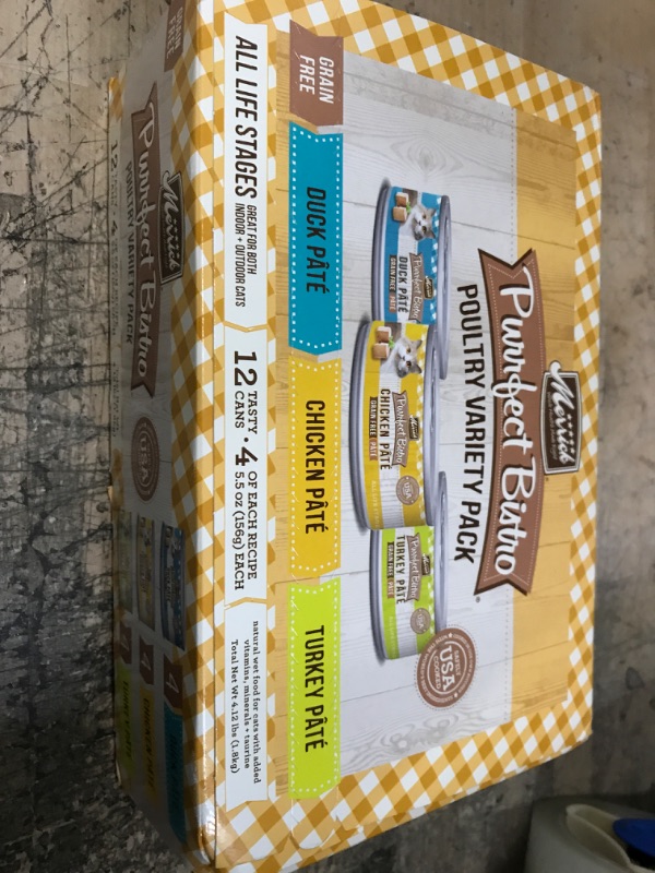 Photo 2 of (BEST BY: APR, 2024) Merrick Purrfect Bistro Poultry Variety Pack Grain Free Wet Cat Food Recipes Pate - (12) 5.5 oz. Cans Pate Poultry Variety Pack 5.5 Ounce (Pack of 12)