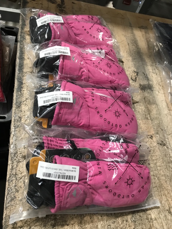 Photo 2 of ***BUNDLE*** Kids Winter Mittens - Toddler Snow & Ski Mittens for Boys & Girls - Waterproof Children & Youth Mitts Gloves Pink Small: 3-5 years (4PCS)