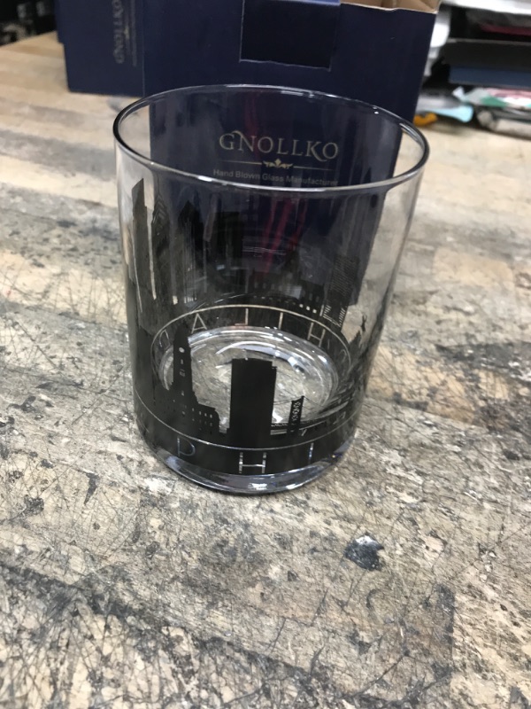 Photo 2 of Gnollko Philadelphia Landmarks Crystal Bourbon Whiskey Glasses,Old Fashioned Scotch Glasses,Heavy Base for Stability, Lead-Free,Birthday Gifts for Dad Men Whiskey Lovers