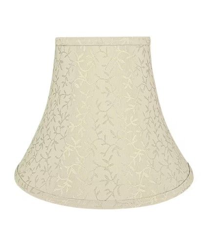 Photo 1 of 12 in. x 9-1/2 in. Beige with Vine Leaf Design Bell Lamp Shade
