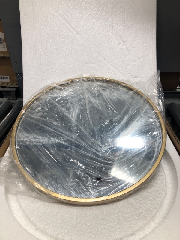 Photo 1 of 18 Inch Round Wall Circle Mirror,Large Gold Metal Framed Wall-Mounted Hanging Mirror for for Bathroom Decor,Vanity Bedroom, Living Room, Entryway Gold 18"