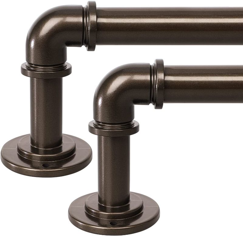 Photo 1 of Bronze Industrial Curtain Rods 2 Pack,Curtain Rods for Windows 66 to 120 inch(5.5-10ft),1'' Blackout Wrap Around Curtain Rods,Indoor and Outdoor,Size:66''-144''
