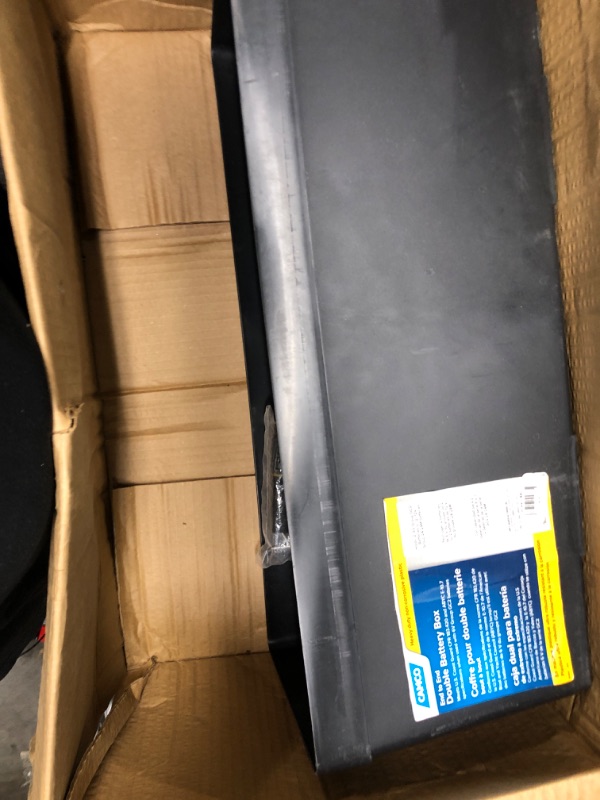 Photo 1 of Camco Heavy Duty Double Battery Box with Straps and Hardware - Group GC2 | Safely Stores RV, Automotive, and Marine Batteries | Measures Inside 21-1/2" x 7-3/8" x 11-3/16" | (55375) Frustration Free Packaging Double Battery Box