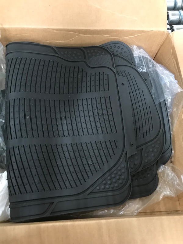 Photo 3 of BDK All Weather Rubber Floor Mats for Car SUV & Truck - 4 Pieces Set (Front & Rear), Trimmable, Heavy Duty Protection Black