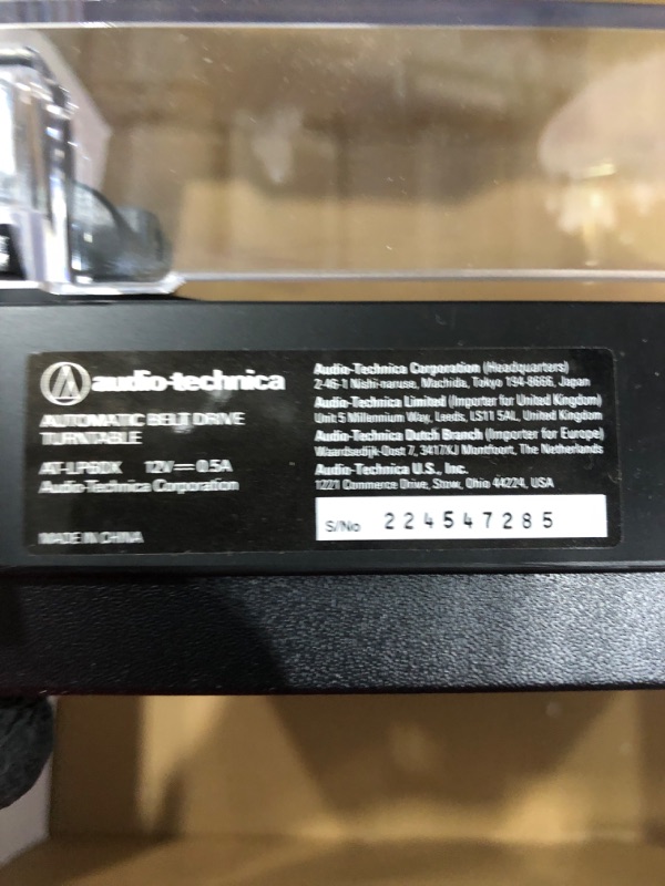 Photo 5 of Audio-Technica AT-LP60X-BK Fully Automatic Belt-Drive Stereo Turntable, Black, Hi-Fi, 2 Speed, Dust Cover, Anti-Resonance, Die-Cast Aluminum Platter