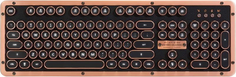 Photo 1 of Azio Retro Classic Bluetooth 5.0 (Artisan) - Wireless/USB Wired Vintage Backlit Leather Mechanical Keyboard for PC/Mac (MK-RETRO-L-03B-US)
